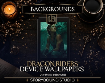 24 Dragon Fantasy Device Backgrounds | BookTok Wallpapers | Fantasy Phone & Tablet Wallpapers | Dragon Reader Aesthetic, Romantasy Vibe