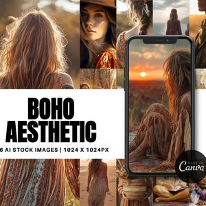 76 Boho Bohemian Premium Stock Images | PLR MRR  Faceless Marketing | Perfect for Social Media, Instagram Branding, Blogs, Digital Products