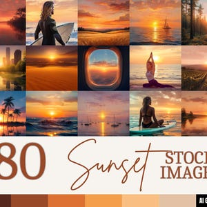 80 Sunset Stock Images: AI-Generated, Social Media, PLR MRR