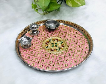 Handgefertigte Meenakari Pooja Thai: 26cm Religiöses Dekor