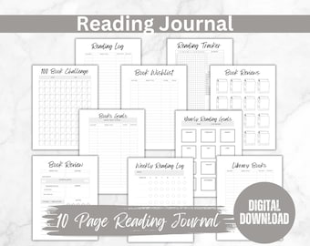 Reading Tracker, Reading Journal, Book Tracker, Book reviews, library tracker, weekly tracker, reading log, Digital journal, Printable