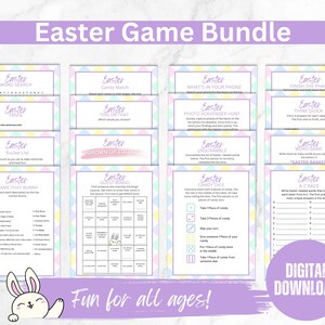 Easter Party Games, Printables Easter Activities for Kids Adult Party Games Instant download Easter Scavenger Hunt, Easter Trivia