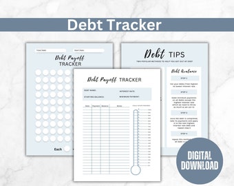 Debt Tracker printable, debt payoff tracker, visual debt tracker, debt payoff log, debt snowball tracker, debt tips, budget planner, payment