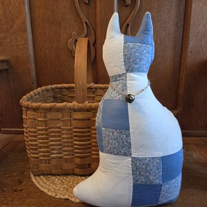 New Finished Quilt Cat pillow made by me from a vintage quilt