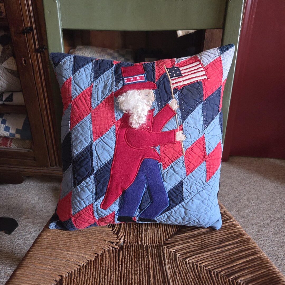 Uncle Sam Quilt Pattern Appliqued Uncle Sam Pillow Vintage Lone Star Quilt - Etsy