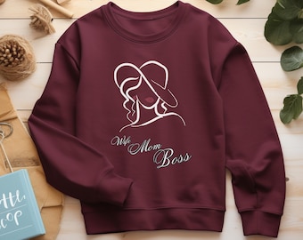 Women Mom Boss-sweater, ethische Amerikaanse katoenmix