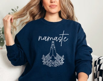 Namaste Yoga Sweatshirt, Floral Hands, Unisex Fit