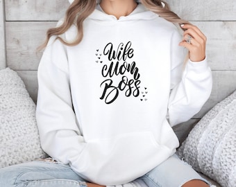 Wife Mom Boss Hoodie, Cozy Women's Sweatshirt