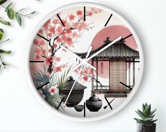 Japandi Wall Clock, Silent Wooden Clock, Minimalist Decor
