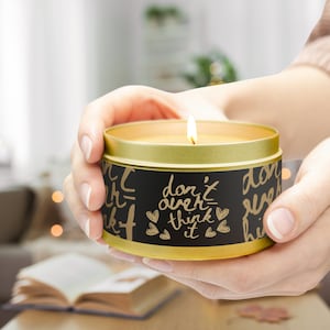 Don&#39;t Over Think It Quote Soy Candle, Girly Pink Preppy Art Candle, Self Love Candle, Preppy Girl Self Affirmation Gift