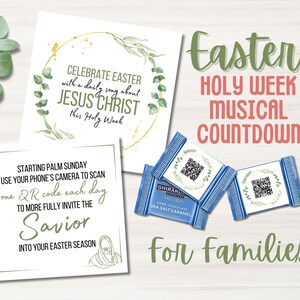 Contagem regressiva da Semana Santa para adultos e famílias - Códigos QR de videoclipes - Download instantâneo - Presente para impressão