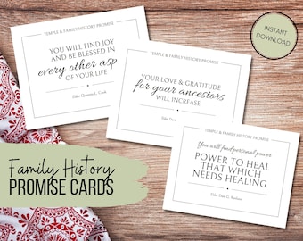 Family History Promises -- Prophet and Apostle Quotes -- Instant Dowload Printable -- FamilySearch