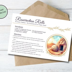 Auferstehungsrollen Rezept Karte - Ostern Printable - Mini Geschenk - Junge Frauen Geschenk