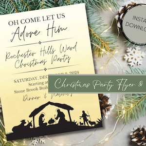 Editable Religious Christmas Party Invitation and Poster, Nativity ...