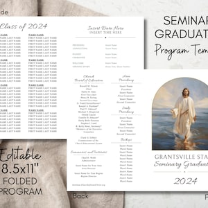 Seminary Graduation Program, Simple Editable Canva Template, Digital Download