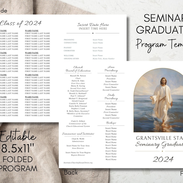 Seminary Graduation Program, Simple Editable Canva Template, Digital Download