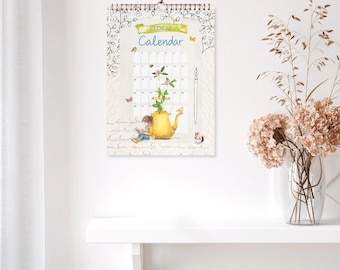 Calendario de cumpleaños diario de Daphne con hoja de pegatinas, calendario perpetuo, calendario de cumpleaños acogedor sin fecha, planificador de temporada acogedor con pegatinas