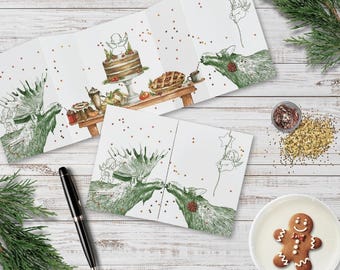8 tarjetas navideñas de lujo desplegables del Diario de Daphne con sobres en carpeta