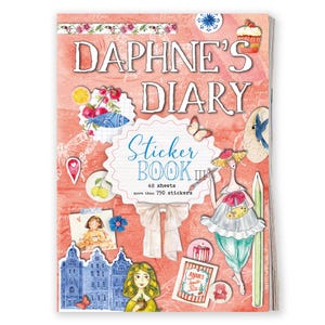 Książka naklejek „Pamiętnik Daphne” 3, przytulna książka naklejek w stylu cottagecore z taśmami washi i etykietami, do scrapbookingu i dzienników śmieciowych