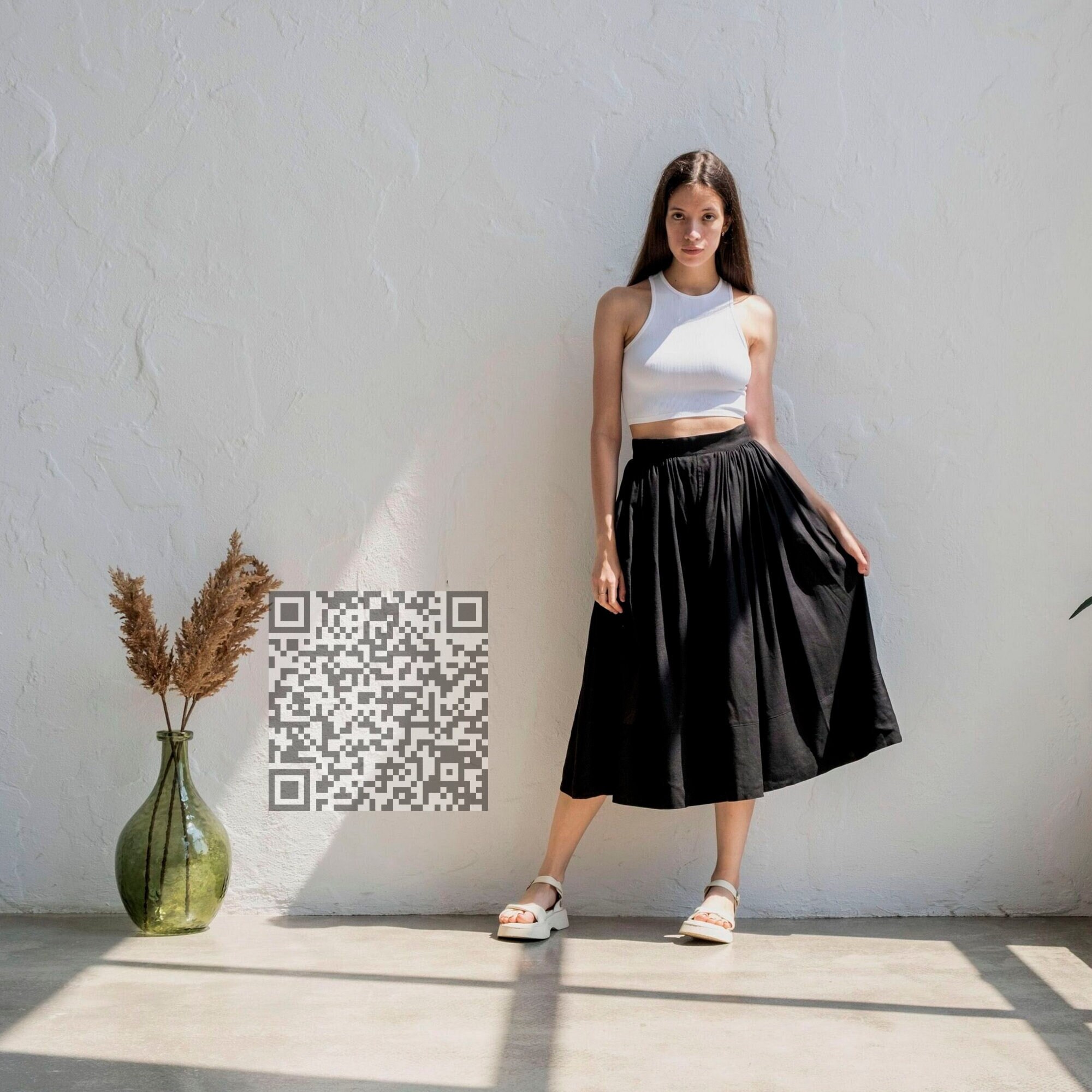 Linen Full Midi Skirt