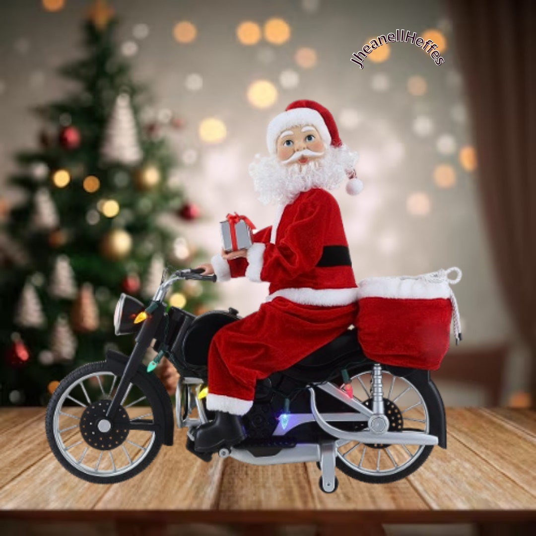 Santa on a Motorcycle With Animation Etsy