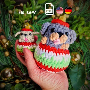 Patrón de crochet sin costura para adorno navideño de perro