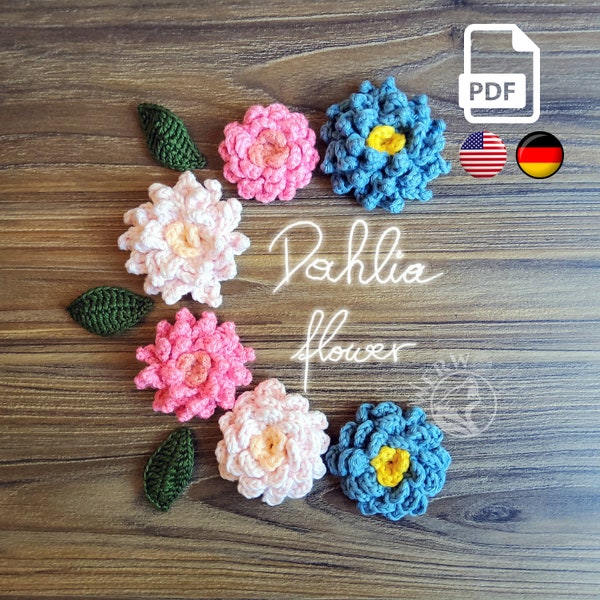 Dahlia flower no sew crochet pattern for mothersday present quick and easy to make