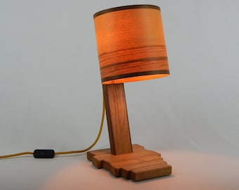 Wooden lamp "Zattera", table lamp, bedside lamp, warm light, coziness, light art, decorative lamp, oak, olive ash, walnut
