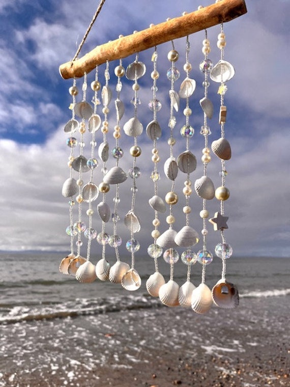 White Sparkly Sea Shell Wind Chime - Etsy