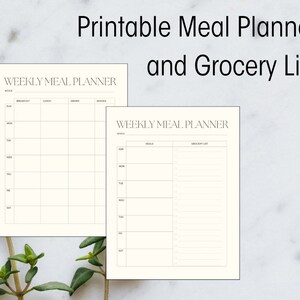 Minimalist Meal Planner Printable Meal Plan Weekly Meal Plan Template ...