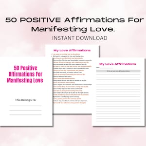 50 Positive Affirmations For Manifesting Love Printable Download