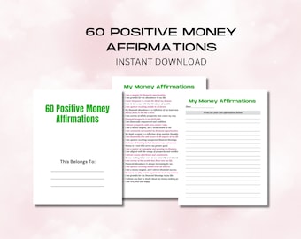 List of 60 Positive Money Affirmations Printable Download