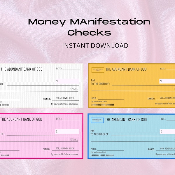 Printable Manifestation Checks for Vision Board, Journal and More!