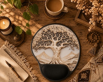 Tree of Life Wrist Rest Mouse Pad, Keyboard Wrist Rest, Custom Ergonomic Mouse Pad, Cute Office Desk Accessories, Printed Design