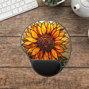 Sunflower Wrist Rest Mouse Pad, Cottagecore Keyboard Wrist Rest, Custom Ergonomic Mouse Pad, Cute Office Desk Accessories, Printed Design