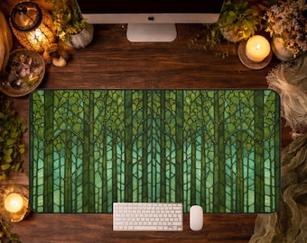 Forest Desk Mat, Nature Desk Decor, Botanical Deskmat Aesthetic, Desk Accessories, Green Desk Pad, 3 Sizes