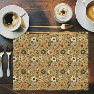 Floral Cottagecore Tischset, Natur Tischdekoration, 100% Baumwolle umweltfreundlich, Frühlingsfest, rustikales Haus, 18x14, Gedruckt Design
