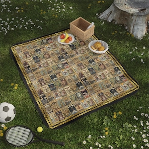 Vintage Tarot Picnic Blanket, Super Soft, Waterproof, Washable Beach Blanket, Outdoor Blanket/Camping Blanket/Carrying strap included/61x51&quot;
