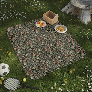 Wildflowers Picnic Blanket, Super Soft, Waterproof Washable Beach Blanket, Outdoor Blanket, Camping Blanket, Carrying strap included, 61x51”