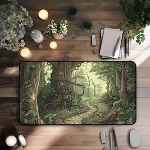 Forest Desk Mat/Cute Deskmat Aesthetic/Custom Mouse Pad Desk Decor, Boho PC Accessories, 3 sizes, Boho Decor Gifts, Cute Desk Accessories