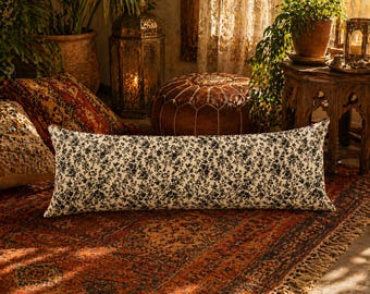 Witchy toile-lichaamskussen, chinoiserie met bloemenprint Dakimakura, lendensteunverhoger, knuffelkussen zwangerschapssteun, 54 x 20 inch