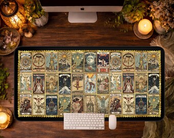 Vintage Tarot Desk Mat, Cute Deskmat Aesthetic, Custom Mouse Pad Desk Decor, Witchy PC Accessories, 3 sizes, Whimsigoth Decor, Witchy Gifts