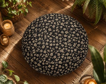 Floral Floor Cushion, Chinoiserie Tufted Pillow, French Cottage Decor Floor Seating, Reading Nook Cushion, 2 Sizes
