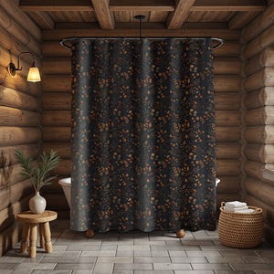 Boho Floral Shower Curtain, Botanical Fall Seasonal Dark Cottagecore Decor, 74x71&quot;, Aesthetic Bath Decor, Housewarming Gift, Printed Design