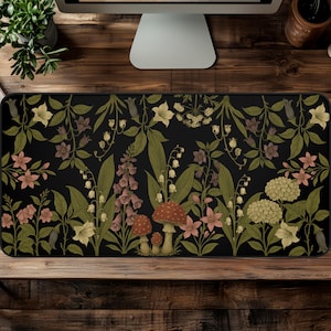 Witchy Deskmat, Poison Garden Mousepad, Whimsigoth Desk Mat Aesthetic, Botanic Keyboard Wrist Rest, Witchy Desk Decor Accessories, 2 Sizes