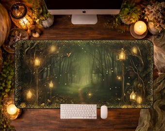 Podkładka pod mysz Dark Forest Desk Pad, estetyczna, czarowniczo-botaniczna, urocze akcesoria na biurko, 3 rozmiary