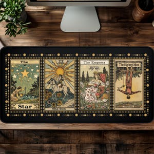 Witchy Tarot Card Deskmat Aesthetic, Custom Mouse Pad Desk Decor, Witchy PC Accessories, 3 sizes, Whimsigoth Decor, Witchy Gifts, 31 x 15.5&quot;