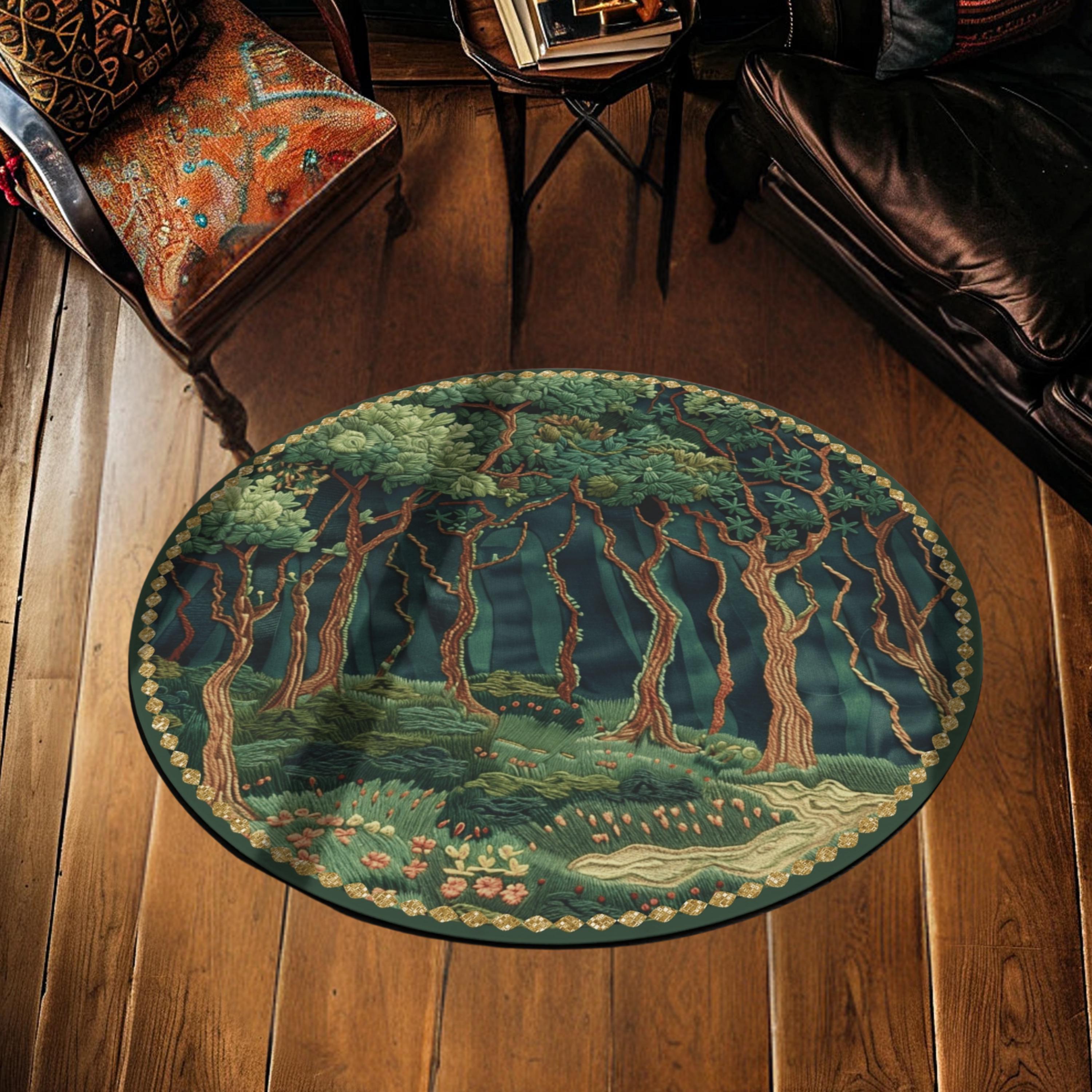 Small Round Forest Rug Forest Rug, Round Rugs for Living Room, Rugs for Bedroom, Custom Rugs ...
