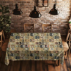 Tovaglia vintage con tarocchi, 100% cotone, decorazione da pranzo boho, copritavolo per riunioni spirituali, decorazione mistica per la casa, regalo esoterico, 2 misure.