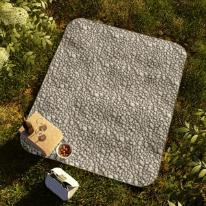 Faux Stone Picnic Blanket, Soft Waterproof Washable Beach Blanket, Outdoor Blanket, Camping Blanket/Carry strap incl. 61x51”, Printed Design